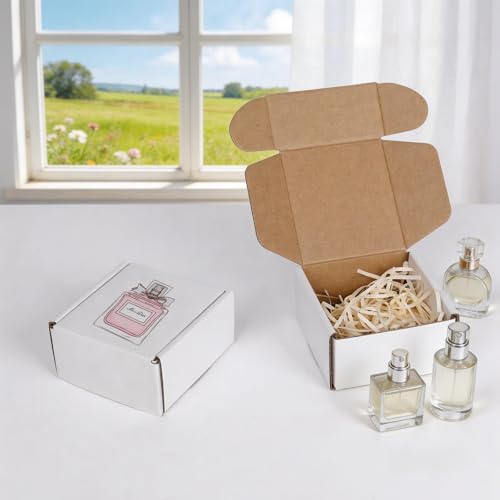Fishat 4" x 4" x 2" White Corrugated Cardboard Shipping Boxes Set of 25 - size: 4" x 4" x 2"