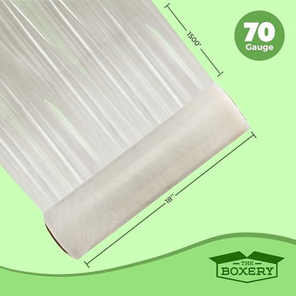 The Boxery Clear 70 Gauge Stretch Wrap 18''X1500' Per Roll-4 Rolls Included
