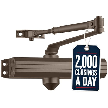 Lawrence Medium/Heavy Duty Door Closer Commercial Grade 1 - Surface-Mounted Commercial Automatic Door Closer with Adjustable 6-Speed Control and 3 Valves - Embassy Series LH5016 - style: Dark Bronze (DU)