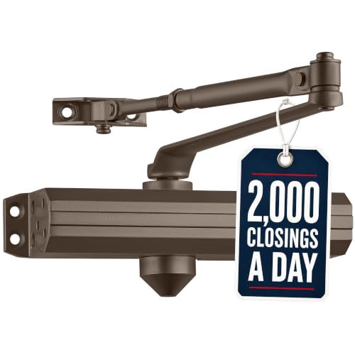 Lawrence Medium/Heavy Duty Door Closer Commercial Grade 1 - Surface-Mounted Commercial Automatic Door Closer with Adjustable 6-Speed Control and 3 Valves - Embassy Series LH5016 - style: Dark Bronze (DU)