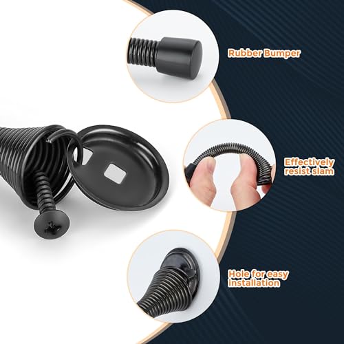 Ravinte Door Stoppers, 48 Pack Black Spring Door Stops with Rubber Bumper - color: Black