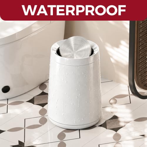 10L/2.6Gal Bathroom Trash Can,Swing Lid Trash Can - color: White