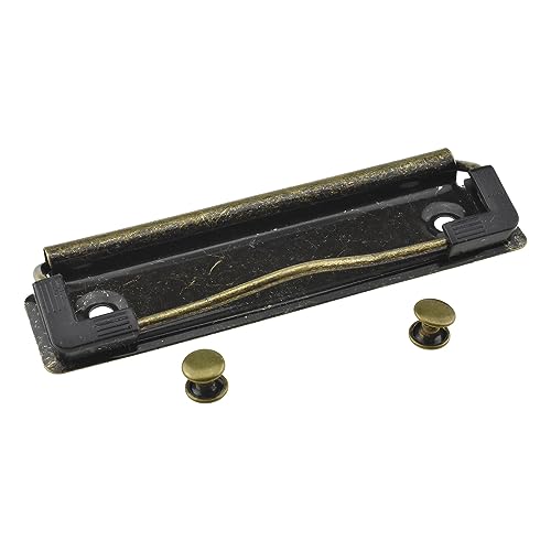 HAHIYO 3.94 Inches Vintage Bronze Metal Mountable Clipboard Clips - 6 Pack, Durable Spring Loaded Clip with Rubber Grips and Rivets Document File Wood Plastic Clip Board for Office School Home - style: Bronze-3.94in-6p