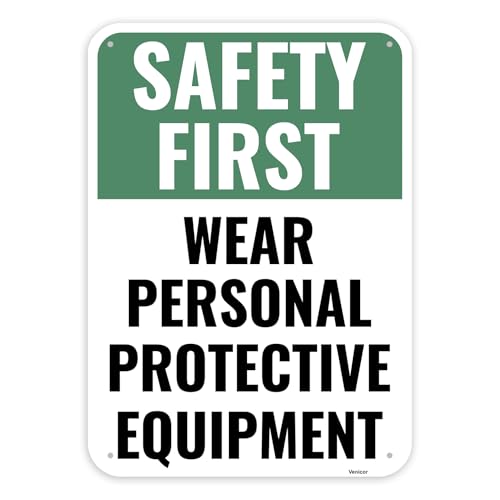 1PC Safety Sign, 14 x 10 Inches - Aluminum - Safety Decorations Posters For Workplace - Wear Personal Protective Equipment - color: Wear Personal Protective Equipment