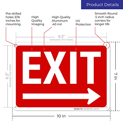 Exit Sign, with Right Arrow - size: 10x7