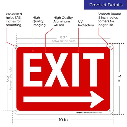 Exit Sign, with Right Arrow - size: 10x7