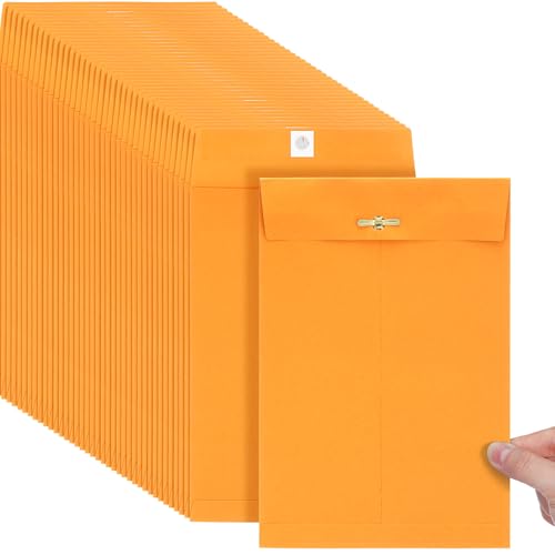 Teling 50 Pcs Manilla Clasp Envelopes Kraft Closure - color: Yellow, size: 6*9