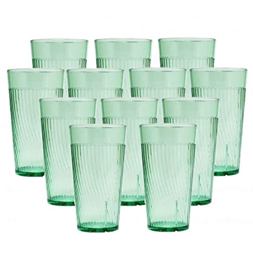 TrueCraftware- 12 oz. Belize Tumbler/Drinking Cups Green Polycarbonate Set of 12-Premium Iced Tea Glasses Stackable Reusable Drinking Glasses Dishwasher Safe Break-Resistant for Home Restaurants - color: Green, size: 12 oz