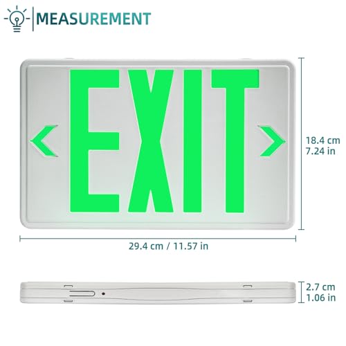 Universal Green Light LED Exit Sign OSHA Commercial, 2 Pack - color: White Housing+Green Letter, size: 2 Pack