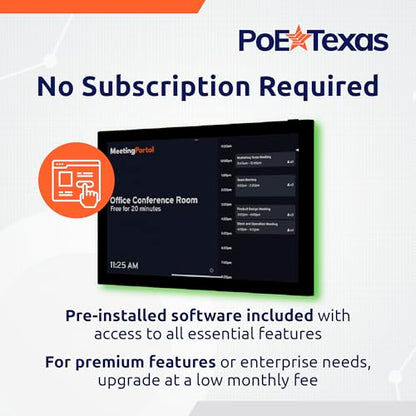 PoE Texas 8" Conference Room Scheduler with Color Changing LED Status - PoE Powered Touch Screen Tablet for Meeting Room Booking - Syncs with All Popular Business Calendars - No Subscription Required - size: 8" Touchscreen w/ Led