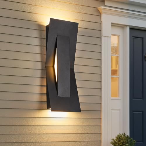 Tarentlight Modern Dimmable LED Up Down Wall Light,120-277V,CRI 90+,2200LM 3000K,IP65 Waterproof, 10%-100% Dimmable for Commercial & Home Outdoor or Indoor, 15 Inch Porch & Patio Wall Mount. - color: 1 Pack Textured Black