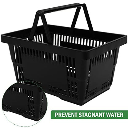 12PCS Shopping Baskets with Handles, 21L Durable Plastic Shopping Cart