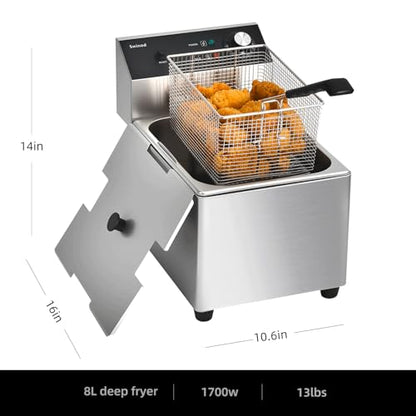 Commercial Deep Fryer with Basket, 14QT 1700W Electric Fryer for Home Use - size: 8L