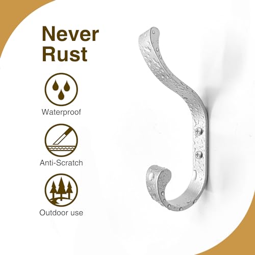 Coat Hooks Wall Mount,Heavy Duty Wall Hooks for Backpack,Towel,Silver 4 Pcs - color: Silver, size: 4 Pack