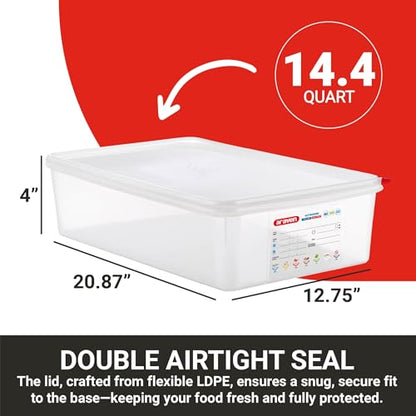 Araven Airtight Container, Food Pan with Lid for Storage in Kitchen and Restaurant, Full Size 4" Deep, 1 Count, Clear - size: 530 x 325 x 100 mm