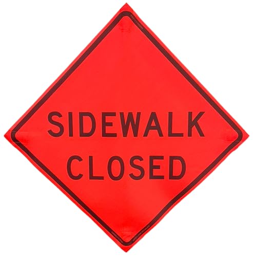36"x36" Sidewalk Closed Orange Mesh Roll-Up Signs 4-Pack - color: Sidewalk Closed