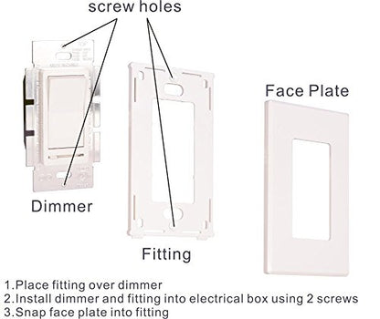 CLOUDY BAY in Wall Dimmer Switch for LED Light/CFL/Incandescent,3-Way Single Pole Dimmable Slide, 600W max Incandescent,150W max Dimmable LED/CFL, Cover Plate Included, Pack of 2 - size: 2-Pack | Ivory