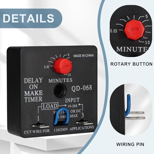 QD-068 Delay on Make Timer, 0.03-10 Min Adjustable HVAC Relay