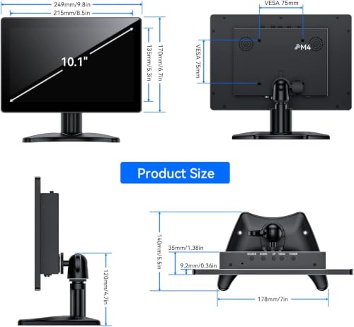 Eyoyo 10.1" Small Touchscreen Monitor, Metal IPS Display, 1280×800 HD - size: 10.1-inch