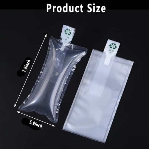 100 Count Inflatable Air Pillows for Shipping, Self-Sealing Packaging Air Bags, PE/PA Box Filler & Void Fill for Moving, Eco-Friendly Alternative to Packing Peanuts with Manual Pump (5.9x7.9 inch) - size: 5.9x7.9 inch