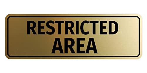 Standard Restricted Area Sign (Brushed Gold) - Medium - color: Brushed Gold, size: Medium (2.75" x 7")