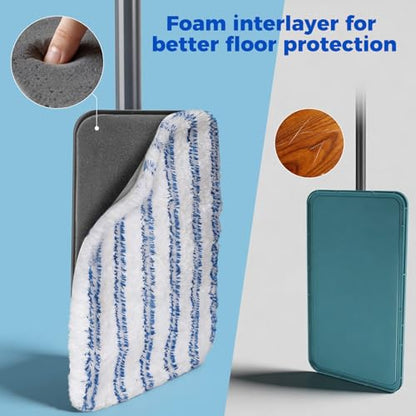 Masthome 16" Large Flat Mop,3 Microfiber Mop Pads - color: Blue Extra Large