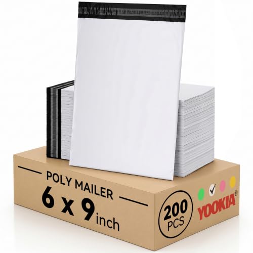 Poly Mailers 6x9 Inch 200PCS, 5 Layer Waterproof Self-Seal Shipping Bags for Clothes,Mailing,Books,Package, Strong Adhesive Tear-proof Mailers Bags Poly Envelopes for Small Business - color: White, size: 6"x9"(200pcs)