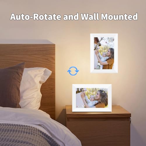 Frameo 10.1" Digital Picture Frame White, Smart WiFi Digital Photo Frame with IPS Touch Screen, 1280x800 HD Display, 32GB Auto-Rotate Wall Mountable, SD/USB Slot, Instant Sharing via Frameo App - color: 10.1 inch-White-Support Wifi