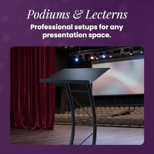 Kingdom KML8CB All Metal-Constructed Curved Lectern with “H” Style Base, Stand up Church Pulpit, Slanted Lectern, Conference Podium for Speakers, Speeches, Other Occasions, Powder Coat Finish Black - size: Design 02