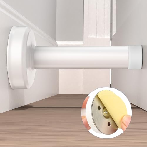 1 Pack Door Stops, Stainless Steel Door Stoppers, No Drilling Door Stops for Bottom and Top of Door, All White - color: All White, size: 1 Pack