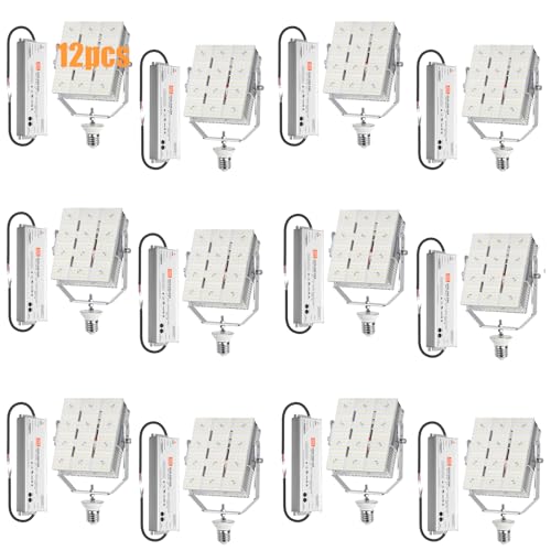 12 Pack LED Retrofit Kit for Parking Lot Light, 240W 34800LM 200-480V ETL Commercial LED Shoebox Light, 5000K E39 Mogul Base LED Shoebox Retrofit Kit for Outdoor Flood Light, Tennis Court