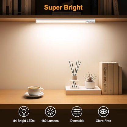 Gritin 10.2inch Under Cabinet Lighting Rechargeable 2 Pack - color: Silver, size: 10.2 inch