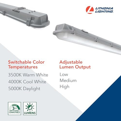 Lithonia Lighting 4ft Vapor Tight LED Strip Light Adj Lumens, 3-in-1 CCT - color: Switchable White Light, size: 4-Foot