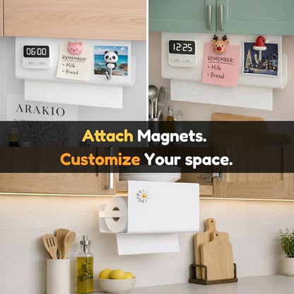 Arakio, Paper Towel Holder Under Cabinet No Drilling Kitchen Roll Dispenser