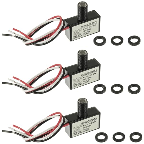 105V-130V AC Photocell Light Sensor Light Control Sensor Photoelectric Switch Dusk to Dawn Sensor with Automatic Illumination Detection Circuit for Outdoor Lighting Photoelectric Switch,3 Pack - size: 3 Pack