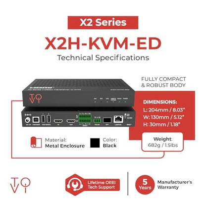 ToVi 4K HDMI Over IP Encoder/Decoder, USB/KVM, PoE, RS-232, IR, RJ45, Fiber