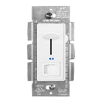 Maxxima Dimmer Light Switch, White, Blue Indicator Light 3-Way/Single Pole - size: Single Pack