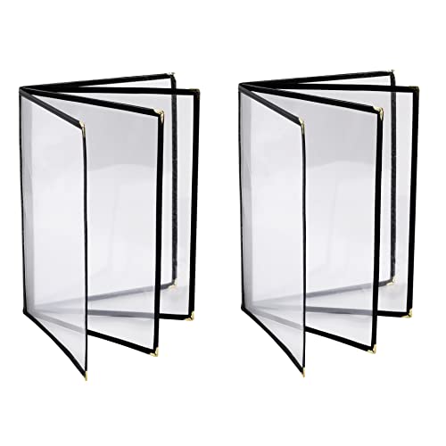 2PCS Menu Covers 8.5" x 11" Restaurant Menu Holder 4 Page 8 View Transparent Menu Sleeve,Fits A4 Size Paper for Restaurant Menu Home Project Office Daily Paper Chores and etc - size: 2 pack 4 page / 8 view - 8.5" x 11"