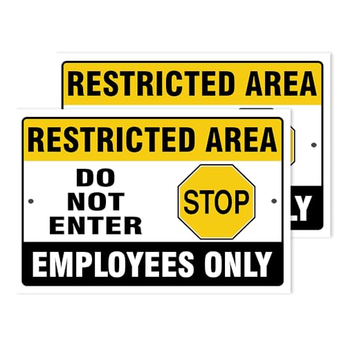 Do Not Enter Restricted Area Employees Only Signs Outdoor - Rust Free Aluminium Metal No Entry Sign, UV Protected, Waterproof, Durable Ink and Easy to Install & Read - 2 Pre-drilled Holes - color: Pack of 2, size: 8"x12"