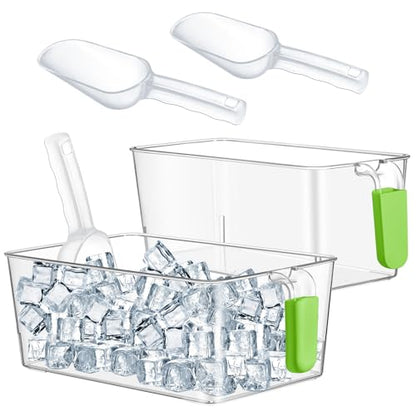 Havawish Ice Storage Bin and Flexible Scoop Set Plastic Freezer Bin - color: Green, size: 10.83 x 7 x 4.33 In,10.83 x 4.92 x 4.33 in, style: Classic
