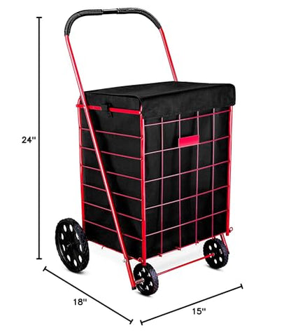 Handy Laundry Shopping Cart Liner, 18" X 15" X 24", Square Bottom, Fits Standard Shopping Cart, Cover and Adjustable Straps for Easy Secure Attachment, Made from Waterproof Material, Black - color: Black