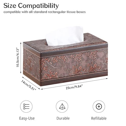 Retro Tissue Box Cover Rectangle,Aesthetic Facial Tissue Cube Box Holder - color: A Retro-embroidery