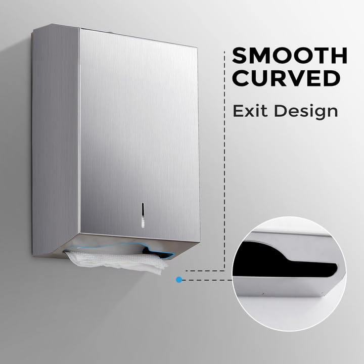 Paper Towel Dispenser Wall Mount - Multifold Trifold Paper Towel Dispensers, Large Capacity Stainless Steel Tissue Holder, Suitable for Bathrooms and Public Places - color: D-391 Silver