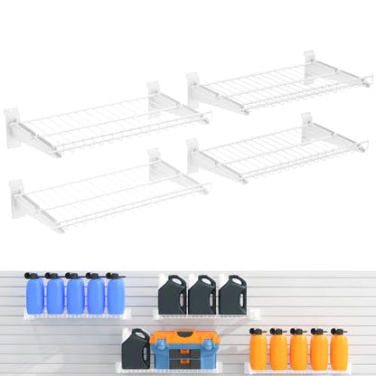 4 Pack Metal Slatwall Shelves 16X8.3 Inch, White - color: White, size: S4PC