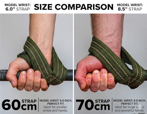SERIOUS STEEL FITNESS Red Figure 8 Lifting Straps | Deadlift & Strongman Axle Straps - 3 Sizes - color: OD Green, size: (60 CM - Less than 7.25" Wrist)
