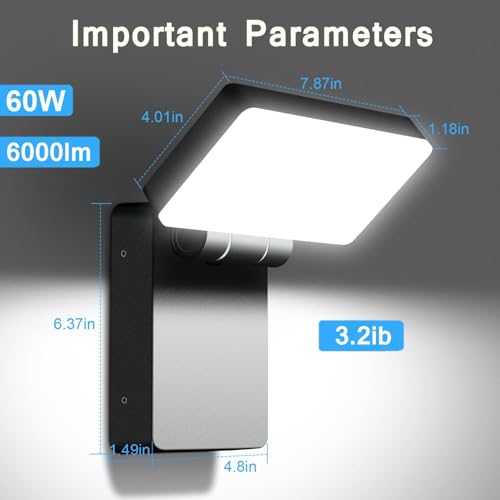 60W Modern LED Flood Light 5000K, 360° Rotatable Areas Lighting - size: Medium/60-1