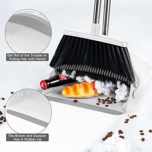 Broom and Dustpan Set, 52" Adjustable Handle Broom, White - color: Broom-white