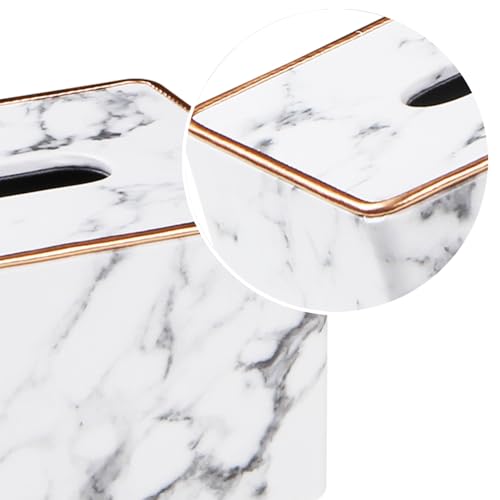 PU Leather Tissue Box Cover Rectangle,Marble Facial Tissues Cube Box Holder - color: X-marble
