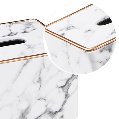 PU Leather Tissue Box Cover Rectangle,Marble Facial Tissues Cube Box Holder - color: X-marble