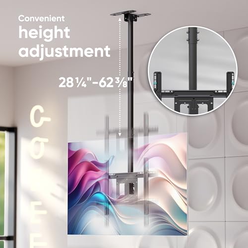 ONKRON Ceiling TV Mount 32-80 Inch, max 150 lbs, max VESA 600x400, Black - color: Black